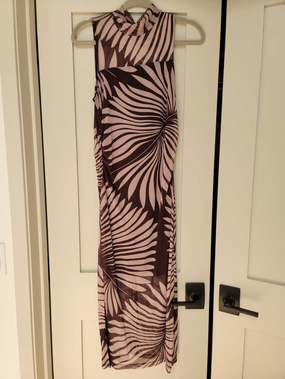 Sanctuary Evereve Pink and Brown Patterned Midi Dress Mesa Palm Print Medium NWT